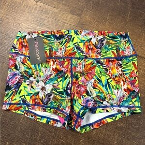 Peachy Women's Vibrant Jungle Print Athletic Shorts